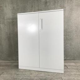 【収納物がひとめで分かる奥行き450mmの両開き書庫！】■コクヨ（KOKUYO）製　エディア（EDIA）　両開き書庫　ローキャビネット　■シリンダー錠　天板・ベース付き　■ホワイト【AD】