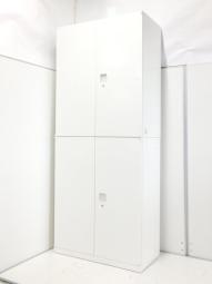 状態良好！【オフィスの書類をスッキリ整理！】■色：ホワイト　シリンダー錠/書庫セット(両開き＋両開き)/ホワイト