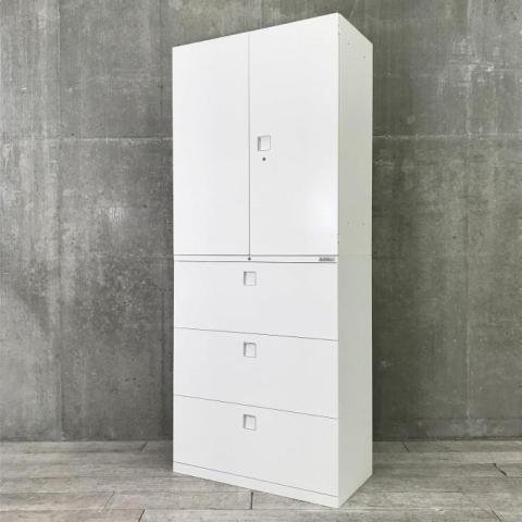 【中古】レクトライン  オカムラ（okamura） ハイキャビネット／両開き＋3段ラテラル