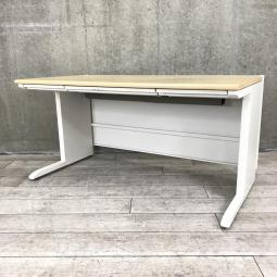 【木目調天板が人気のデスク！広々とした幅1400mm！】■イトーキ（ITOKI）　CXデスク　平机　引き出し付き　■天板：ナチュラル　本体：ホワイト 【弊社使用欄：A01019598】