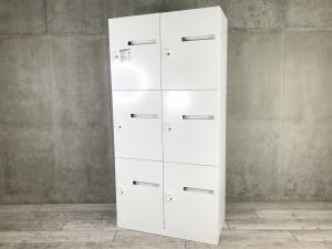 【フリーアドレス化の必需品！ダイヤル錠式のパーソナルロッカー】■オカムラ（okamura）　ピクスライン　6人用パーソナルロッカー　■投入口あり　■ホワイト　■ダイヤル錠