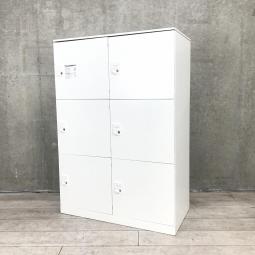【個別に荷物を管理！ダイヤル錠タイプで鍵の持ち運びいらず！】■オカムラ（okamura）製　レクトラインシリーズ　6人用パーソナルロッカー　■投函口なし　■ダイヤル錠　■ホワイト