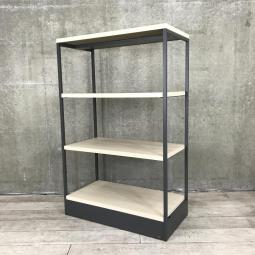 【物を置くことはもちろん、空間をさりげなく仕切るパーテーションにもなるシェルフ入荷！】■オカムラ(okamura)製　ライブス（Lives）シェルフ　スチールラック　４段シェルフ　W900×D450×H1410㎜　■フレーム：ブラック　棚：ナチュラル木目調【
【AD】
