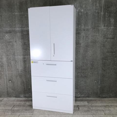 【中古】HSシリーズ 5-820-5212 N3 / 5-821-7352 ウチダ（UCHIDA) ハイキャビネット／両開き＋3段ラテラル