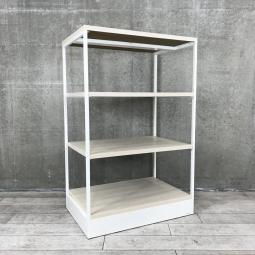 【オシャンティ！シンプルなフレームユニット！】■オカムラ製　ライブスシェルフ　W900×D600×H1410㎜　■フレーム：ホワイト　棚：ナチュラル木目調【Lives Shelf】【ABW】
