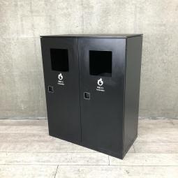 【スタイリッシュなデザインのゴミ箱！】あると便利！リフレッシュスペースでのご利用もオススメ！■オカムラ製　分別ダストボックス　ブラック　黒天板付き　■オシャンティなトラッシュユニット片開き2列【ABW】