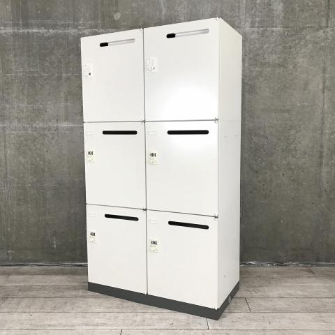 【フリーアドレス化の相棒！パーソナルロッカー】/オススメ(おすすめ) /人気商品【弊社使用欄：A01008628】■W900×D450×H1630㎜　投函口付　ダイヤル錠　ホワイト/ライオン/6人用パーソナルロッカー