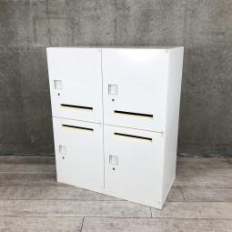 【フリーアドレスやコワーキングオフィスの相棒！4人用メールロッカー】【固定席を持たないモバイルワーカーにもオススメ！】/オススメ(おすすめ) /人気商品【弊社使用欄：A01019174】■4人用メールロッカー　パーソナルロッカー　シリンダー錠　ホワイト　ベース付き/オカムラ/レクトライン