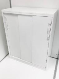 【スライド引き戸だから開閉スペースに困りません！KOKUYO定番人気シリーズが入荷！】■コクヨ（KOKUYO）エディア（EDIA）3枚引き違い書庫　ローキャビネット　■シリンダー錠　■ホワイト【80cm幅なので省スペースに！】