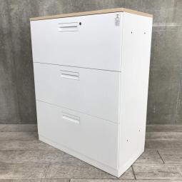 【コクヨ製の定番品☆】コクヨ　エディア　3段ラテラル　収納　A4　木目天板　ホワイト　福岡　博多　天神　九州最大級