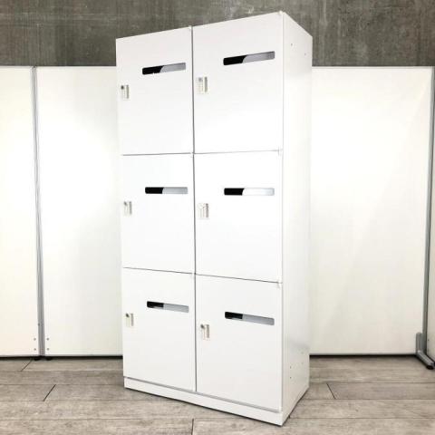 【配線口有！】フレキシブルな働き方に！便利に使えるダイヤル錠！フリーアドレスデスクとの組み合わせや個人の荷物管理におすすめ！
■ウチダ/HSパーソナル/ホワイト　投函口付メールロッカー　ダイヤル錠タイプ