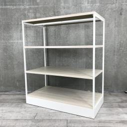 【物を置くことはもちろん、空間をさりげなく仕切るパーテーションにもなるシェルフ入荷！】■オカムラ(okamura)製　ライブス（Lives）シェルフ　スチールラック　W1200×D600×H1400㎜　■フレーム：ホワイト　棚：ナチュラル木目調