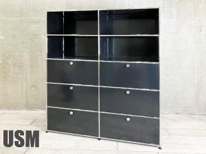 【引取り限定】USMハラー　2連5段キャビネット　グラファイトブラック　サイドボード　D500　OPOPEXEXEX