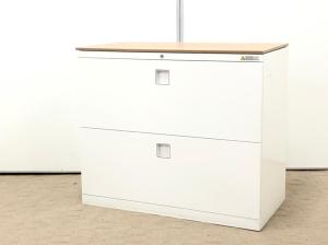 【3台入荷!!】オカムラ製　レクトライン　ホワイト　2段ラテラル書庫　引き出し　収納力とデザインを兼ね備えたキャビネット 【窓下にフィット！】