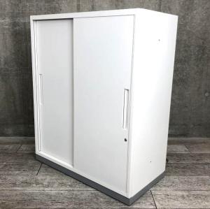 【スライド扉でスペースを有効活用！】■イナバ　引戸書庫　ホワイト　A4ファイル3段収納対応！【スライディングドア】【Line Unit TF】【稲葉製作所】