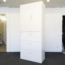 【2台入荷】問い合わせ殺到中のホワイト書庫入荷！ナイキ　CWシリーズ　両開書庫＋3段ラテラル　ホワイト　キャビネット　収納　オフィス　書類　H2150 ※鍵なし　※仕切り板無