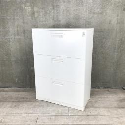 1段当たりが深い収納量抜群の3段らてらる書庫が入荷！A4書類が大量に収納可能！天板付きの高さ1265㎜タイプ！
■コクヨ/エディア/ホワイト　シリンダー錠