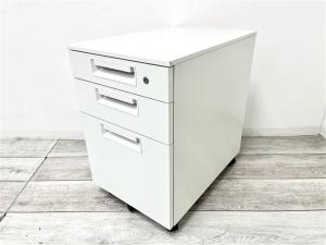 【定価約4万円】【デスク上の整理におすすめな3段ワゴン！】■プラス/LEED　■ホワイト　■3段ワゴン　■シリンダー錠