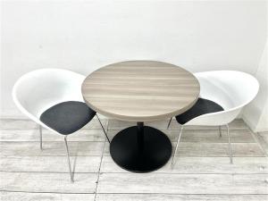 【セット商品】【定価約20万円以上】【リフレッシュスペースにおすすめなテーブルとチェアにセット！】■オカムラ/アルトピアッツァ　■ナチュラル　■丸テーブル　■オカムラ/デュナ２　■ホワイト　■ミーティングチェア　■休憩室・リフレッシュルーム※セット商品のため配送料は要相談になります。