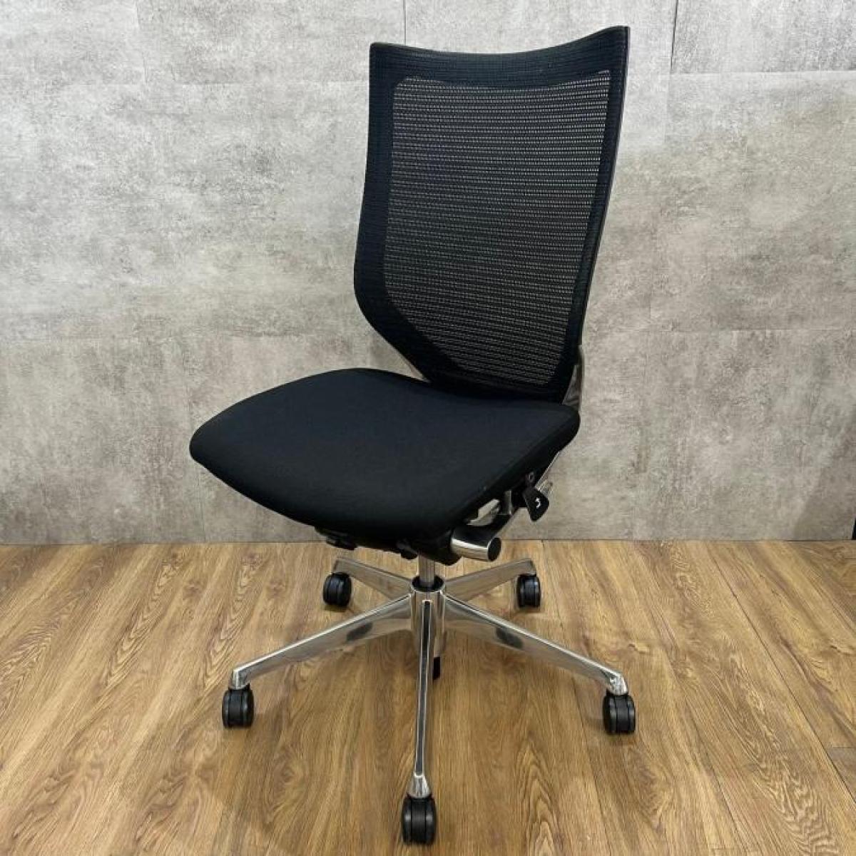 オカムラ バロン 5本脚 ハイバック 座メッシュ ブラック 中古】バロンチェア オカムラ/okamura 肘無ハイバックチェア