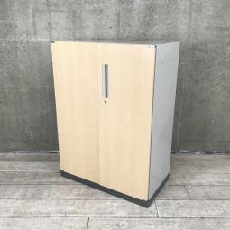 【幅800㎜】【収納物を見渡しやすい定番の両開き書庫！A4ファイルも楽々収納！】■ウチダ（UCHIDA）製　HSシリーズ　両開き　ローキャビネット　W800×D450×H1100㎜　■正面：ナチュラル/側：グレー　■シリンダー錠【弊社使用欄：A01020331】【ID】