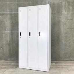【オフィスの必需品！】【一つの扉に鍵2本付き！】■国内廉価メーカー製　3人用ロッカー　ホワイト【RP】