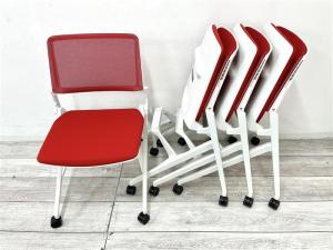 【セット商品】【定価1脚約7万円】【明るいレッドカラーのネスティングチェア】■オカムラ/マルカ　■ネスティングチェア　■レッド　※セット商品の為送料要相談