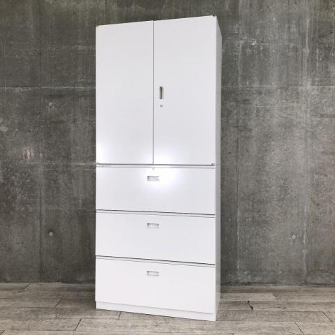 【中古】シンライン HTM-109HSS-W9 / HTM-109AAS-W9 イトーキ（ITOKI） ハイキャビネット／両開き＋3段ラテラル