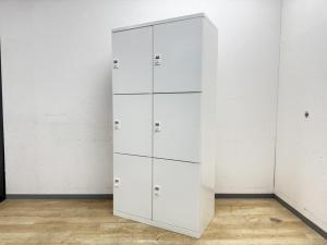 【在庫入れ替えSALE】【フリーアドレスデスクには欠かせないお供！】オカムラ(okamura)製　レクトラインロッカー　■６人用　■パーソナルロッカー　■ダイヤル錠　■ホワイト〈岐阜・愛知・三重・静岡・福井〉