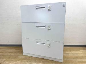 【在庫入れ替えSALE】【オフィス空間を多彩に創出！！】■コクヨ（KOKUYO）製　エディア（EDIA）３段ラテラル/ローキャビネット/ダイヤル錠　■色：ホワイト〈岐阜・愛知・三重・静岡・福井〉