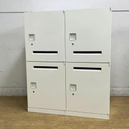 オカムラ　レクトライン　4人用メールロッカー　シリンダー錠　鍵付き　ホワイト　※個体によっては庫内のトレーは不足している場合もあります