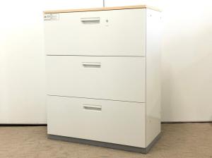 【8台限定入荷】お洒落な天板付きの3段ラテラル！ プラス　L6　ホワイト　オフィスバスターズ梅田本店