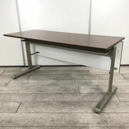 【10台入荷】【シックなブラウンカラー木目調天板！高級感溢れるサイドスタックテーブル！】■コクヨ製　サイドスタックテーブル　　■幅1500㎜　■天板・パネル：木目ブラウン 在庫入替
