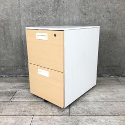 【関東倉庫在庫品】【基本的な仕様のワゴンです！】■ワゴン2段　■ナチュラル×ホワイト【弊社使用欄：A00969530】【ECBMC】【在庫入替セール品につき限定特価！】