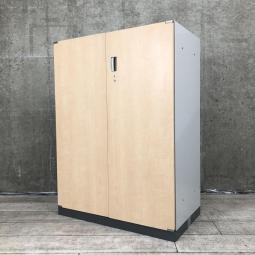 【オシャンティーな木目キャビネット！】■ウチダ　両開き書庫　W800mmタイプ　正面：ナチュラル/側：グレー　■大きく開いて収納物が見やすい！【UCHIDA　PS800】