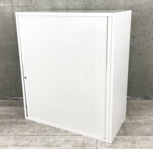 【お好きな開き具合に調節出来るシャッター扉タイプ！】■イトーキ　シンラインシリーズ　左開き式横引きシャッター書庫　ホワイト　シリンダー錠　ベース無【THIN LINE CABINET】