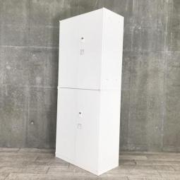 【在庫セール品・2台限定】■オカムラ（okamura）製　レクトライン　上下両開き書庫セット　■ホワイト　■ダイヤル錠　※非常解除キーは付属ございません。【圧倒的保管量！　コレ1台でオフィス書類をスッキリ整理！　高品質で安心のスチールキャビネット！】