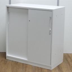 ★【レア：H790サイズ】コクヨ製　エディアシジリーズ　ホワイト　スライド扉でスペースを有効活用！　ローキャビネット　2枚引き違い書庫！！