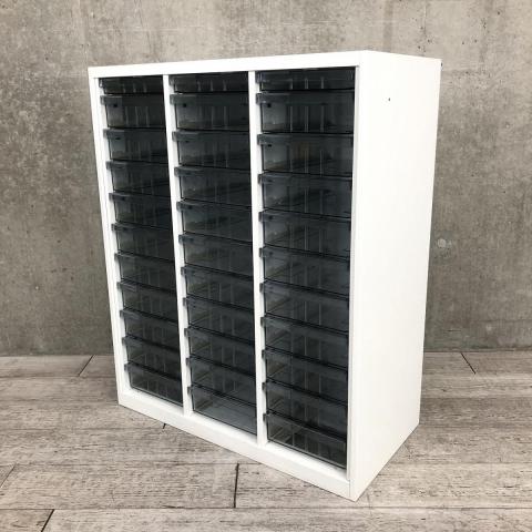 【入替セール品につき20％OFF！書類整理の必需品！クリスタルトレイ入荷！】■オカムラ（okamura）　レクトライン　クリスタルトレー　ローキャビネット　■3列×浅型×1段・深型×10段　■ホワイト　※天板無し