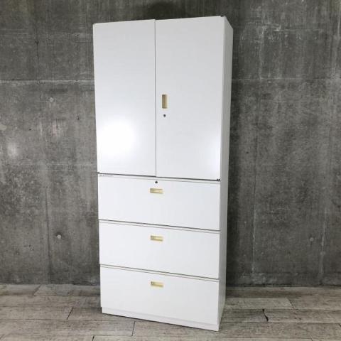 【中古】シンライン HTM-109HSS-W9/HTM-109AAS-W9 イトーキ（ITOKI） ハイキャビネット／両開き＋3段ラテラル