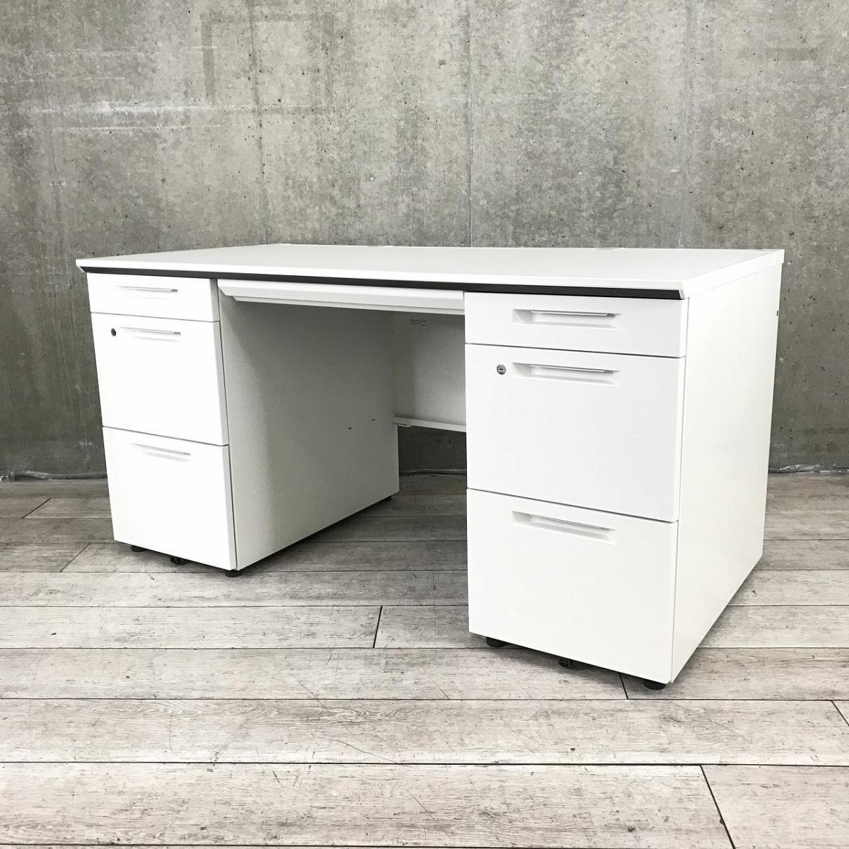 【収納スペース充実・机上をスッキリ整理！上長席にもオススメ！】■コクヨ（KOKUYO）製　アイエスシリーズ (iS)　 両袖机　W1400×D700㎜　A4タイプ　■シリンダー錠　■配線ダクト　■ホワイト
                        iSシリーズ
                                    中古
            