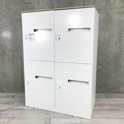 【在庫セール品・2台限定】■オカムラ　レクトライン　4人用パーソナルロッカー　■ホワイト　■ナチュラル天板付　※非常解除キーは付属ございません。