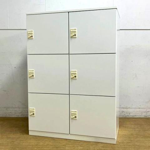 【ダイヤル部分に日焼けありのため特価】コクヨ　エディア　6人用メールロッカー　ダイヤル錠　投函口無し　ホワイト　天板付【愛知・名古屋・豊田・静岡・浜松】
