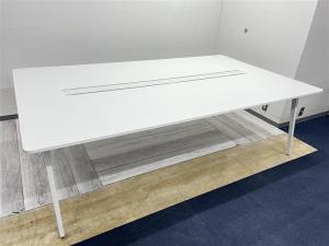 【6～8名様用におすすめ！2枚天板の配線ダクト付きのスマートな大型テーブル！】■内田洋行(ウチダ/UCHIDA)製　レムナ(LEMNA)　ミーティングテーブル　W2400×D1400㎜　■6～8名推奨　■ホワイト〈岐阜・愛知・三重・静岡・福井〉