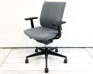 【関西倉庫在庫品】■コクヨ/ウィザード　肘付ローバック　■スレートグレー　■ブラックフレーム　■固定肘