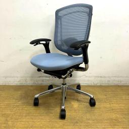 【在庫入替セール】オカムラ（okamura）コンテッサチェア　可動肘　色：ライトブルー　スマートオペレーション搭載