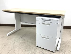 幅広～いW1200mmお買い得ワゴンセット！キレイ目木目天板＆引出し付き仕様◆イトーキ製