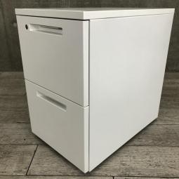 【書類収納に最適！2段ワゴン】■コクヨ（KOKUYO）製　iSシリーズ　2段ワゴン　デスクインワゴン　■H610mm　■ホワイト　■シリンダー錠