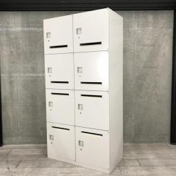 【1台で8人分の収納可能なモバイルロッカー！増員・拠点開設に】■オカムラ（okamura）　レクトライン　8人用パーソナルロッカー　投函口あり　■シリンダー錠　■ホワイト