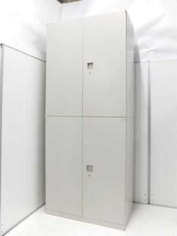 【在庫入替セール品につき40％OFF！】■オカムラ（okamura）製　レクトライン　上下両開き書庫セット　■グレー (ライトスモーク)　■シリンダー錠 【高品質で安心のスチールキャビネット！】